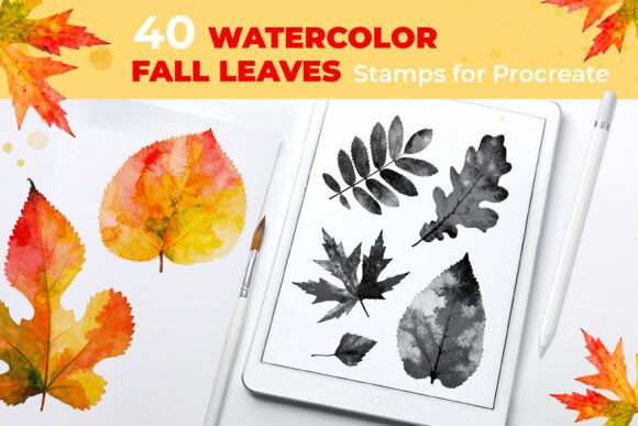 Download Watercolor Fall Leaves Procreate Stamps - Leaves Collection