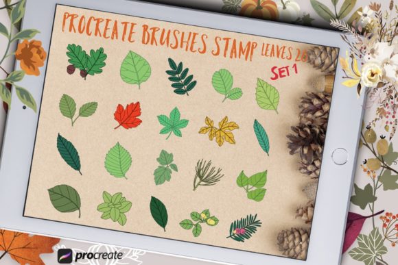 Download Procreate Brushes Stamp Leaves Set 1 - Leaves Collection